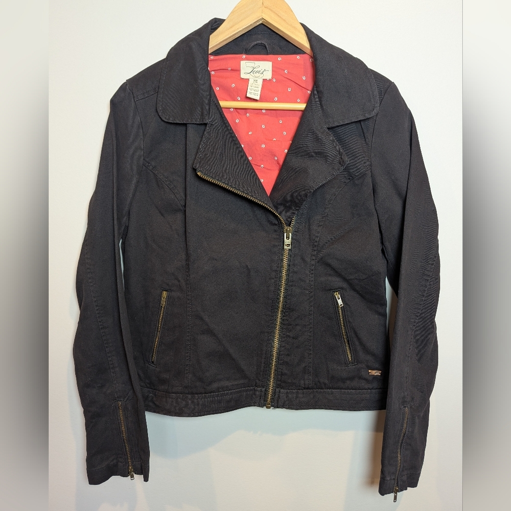 Levi's Women's Size M Black Denim 100% Cotton Moto Bomber Jacket
